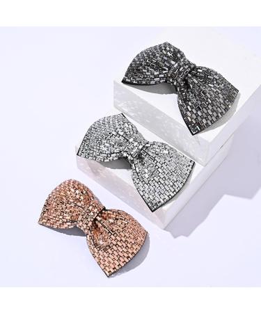 Vintage Hair Clips Bow Hair Pin Hair Bows Clip Women's Hair Bow Hair Clips Sparkling Hair Pins Hair Bows Clip for Thick Hair Women Girls Dark Grey - Buy Online on GoSupps.com