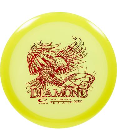 Latitude 64 Opto Diamond Disc Golf Driver | Beginner and Kid Friendly Frisbee Golf Disc | 160g and Under | Stamp Color May Vary Yellow