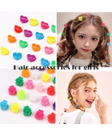 YISSION 200 Pcs Mini Hair Clips | Assorted Color 12 Random Colors | Flower, Butterfly, Heart, Rose Claw Clips | 90s Hair Accessories for Girls & Women Parties - Buy Online on GoSupps.com