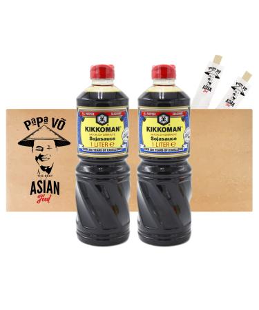 Pack of 2 (2x1L) Kikkoman Soy Sauce Naturally Brewed (Papa Vo )