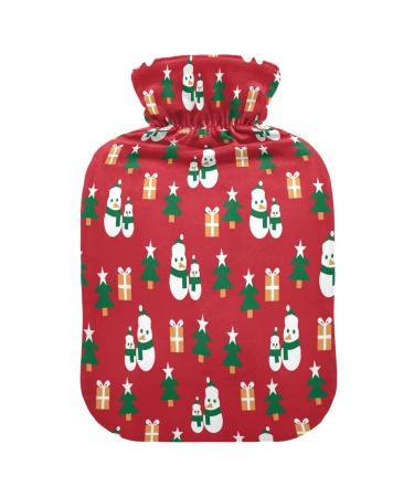 Hot water bottle with soft fleece cover 2 litre hot water bag for hot and cold compresses red