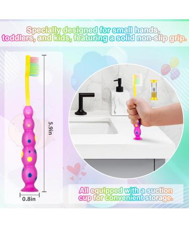 Soft Kids Toothbrushes Set - Suction Timer & Flossing Bristles for Ages 3-10 | Fun Storage Solution | Pack of 4 - Buy Online on GoSupps.com