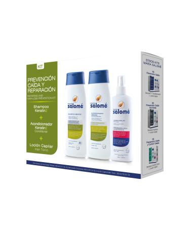 Maria Salome Keratin2 Hair Repair and Loss Prevention kit of Shampoo 13.5 fl.oz. - Conditioner 13.5fl.oz. - Lotion 11.8 fl.oz. Natural Products for Thinning Hair