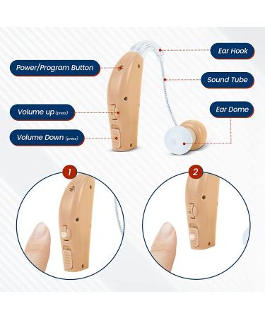 Hoyesch Rechargeable Hearing Aid for Seniors - Noise Cancelling Amplifier with Volume Control - Black/Beige - Buy Online on GoSupps.com
