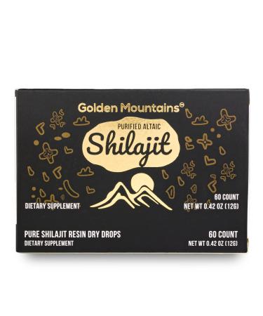 Premium Pure Shilajit Dry Drops by Siberian Green Altai Golden Mountains - 60 Count (200 mg) Authentic Safety & Quality Certificate - US Lab Tested Fulvic Acid Herbal (60 Tabs) 60 Count (Pack of 1)