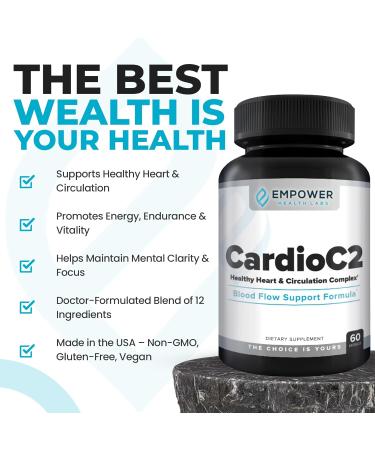 CardioC2 Circulation & Energy Support Doctor-Formulated Blend with Beet Root Black Garlic Hawthorn & CoQ10 Supports Healthy Blood Flow Energy & Clarity 60 Capsules - Buy Online on GoSupps.com