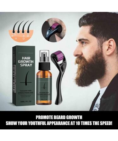 Kit de croissance de barbe avec rouleau Derma Roller en titane kit rouleau barbe 0 5 mm huile de s rum rouleau de croissance de barbe micro-aiguille de barbe kit d'entretien de la barbe  - Buy Online on GoSupps.com