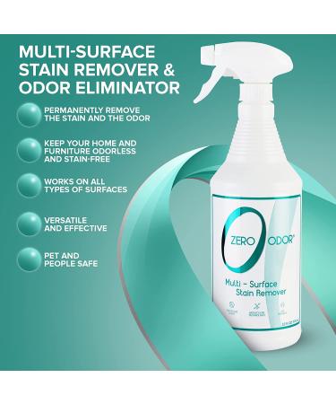Zero Odor Stain Remover & Odor Eliminator - 32oz Multi-Surface Spray for Carpets, Rugs, Furniture & Floors - Patented Molecular Technology for Permanent Results - Buy Online on GoSupps.com