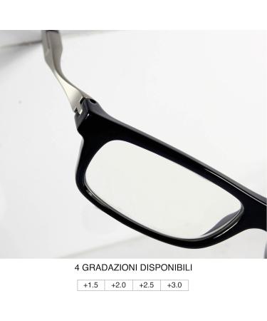 Clic Eyewear Reading Glasses for Men & Women - Vunetic Tenore Black Blue - Flexible Magnet Presbyopia Glasses - Made in Italy - Buy Online on GoSupps.com