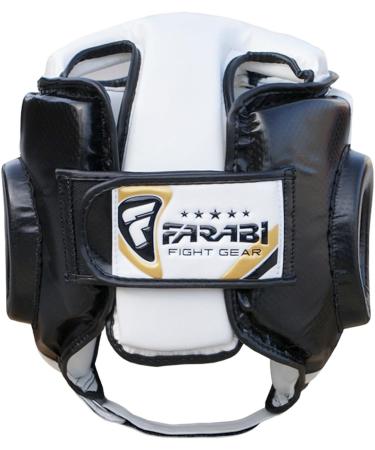 Farabi Sports U Shape Boxing Head Guard | S/M Black/White Headgear for Kickboxing & Martial Arts Training - Buy Online on GoSupps.com