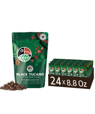 Black Tucano Brazilian Specialty Medium Roast Organic Coffee - Premium 86+ Points Whole Bean - 250g 24 Pack