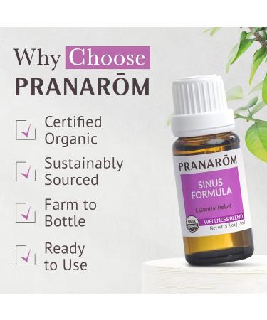 Pranarom - Sinus Formula Essential Oil Blend Organic Essential Oils for Health Essential Oils for Wellness Aromatherapy Essential Oils Certified Organic 15ml Sinus Formula 0.5 Fl Oz (Pack of 1) - Buy Online on GoSupps.com