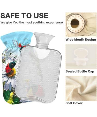 NAANLE Daisy Ladybird Heat Bottle - Transparent Hot Water Bottle for Pain Relief & Cold Therapy - 1L Hand/Foot Heating Bags - International Shipping - Buy Online on GoSupps.com