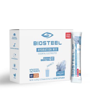BioSteel Zero Sugar Hydration Mix Great Tasting Hydration with 5 Essential Electrolytes White Freeze Flavor 12 Single Serving Packets