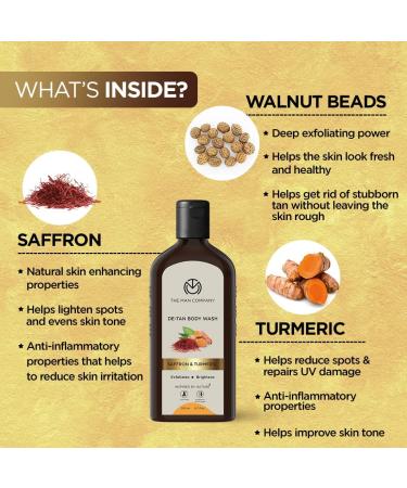 The Man Company DeTan Bodywash for Men with Saffron Turmeric & Walnut Beads for Skin Brightening 200Ml Tan Removal Shower Gel for Glowing & Smooth Skin Sls & Paraben Free - Buy Online on GoSupps.com