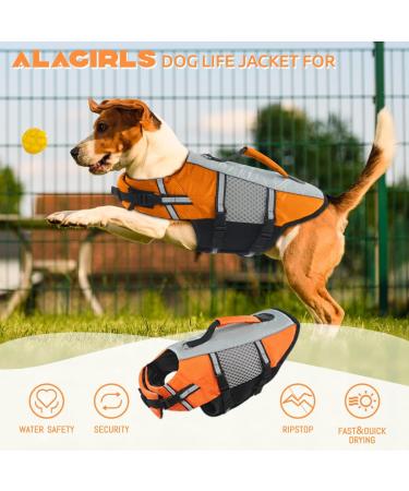 Alagirls Adjustable Dog Life Jacket - Reflective Rescue Handle XL (70-80cm) - Perfect for Pool & Beach Adventures - Buy Online on GoSupps.com