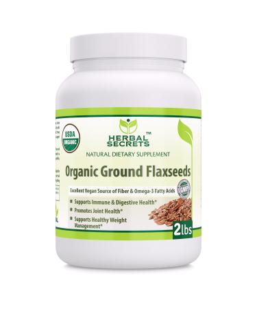 Herbal Secrets USDA Certified Organic Ground Flaxseed 2 Lbs (Non-GMO) - Excellent Vegan Source of Fiber & Omega -3 Fatty Acids - Promotes Joint Health,Supports Healthy Weight Management* 2 Pound (Pack of 1)