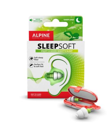 Alpine SleepSoft Sleeping Earplugs - Ultra Soft Filter for Side Sleeper - Reduce Noises & Improve Sleep - Reusable  Hygienic  Hypoallergenic Hearing Protection for Adults with Long Lasting Comfort New