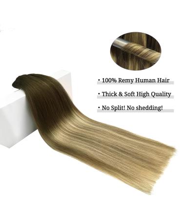 Doores Clip-In Extensions | Real Human Hair | Walnut Brown to Ash Brown & Bleach Blonde | 50cm (20 Inch) | 7 Pieces 120g Remy Hair for Thick Natural Look - Buy Online on GoSupps.com