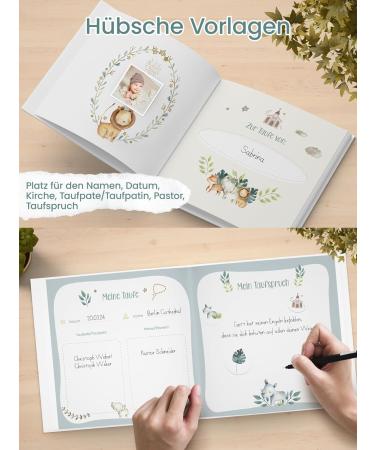High-Quality Guest Book for Baptism - Perfect Gift for Young Girls & Godchildren | 96 Pages for Photos & Congratulations | Elegant Baptism Decoration in Blue - Buy Online on GoSupps.com