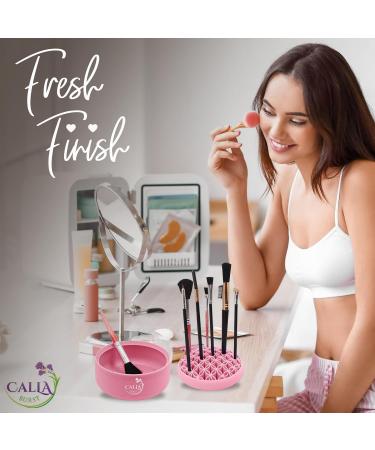 3 in 1 Silicone Makeup Brush Cleaner Mat & Organizer - Pink - Brush Washing Tool & Drying Rack for Beauty Essentials - Buy Online on GoSupps.com