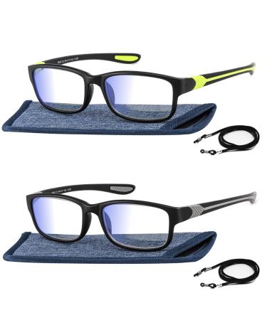 Wide Reading Glasses Men Blue Light Blocking Computer Reader Large Sport Cheaters Designer Frame Stylish Extra Strong Lightweight Big Head Eyeglass Oversized Unbreakable XL Eye glass +1.75