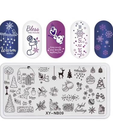 Runrayay snow halloween Christmas pattern nail stamping plates nail plate manicure picture template festival new year nails template