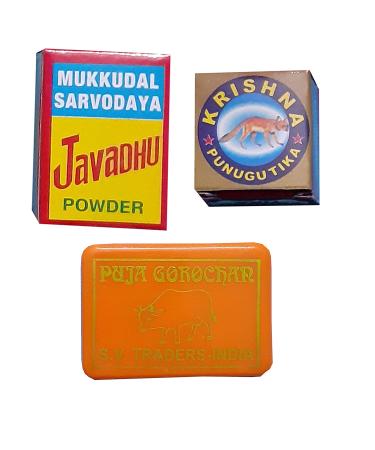 Pooja Items Javadhu Perfume Powder punugu Paste Gorojanam Powder(Small Size -3 Set)