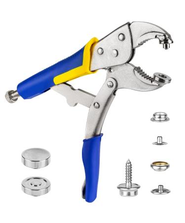 YZS Upgraded Version Snap Pliers Fastener Tool Kit Snap Installation Set Hand Tools for Fastening  Replacing Metal Snaps  Repairing Boat Covers  Canvas  Sewing  Tarps Blue+Yellow