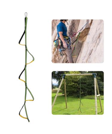 TOBWOLF 5 Steps Climbing Aider, Portable Foot Ascender Loop for Climbing, Lightweight Climbing Etrier Climbing Rope Ladder, Rope Aider Aid Tool for Rock Climbing, Mountaineering, Caving
