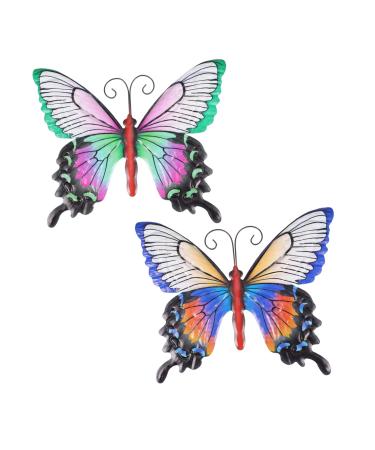 Zerodeko 6 Pcs Decorative Ornaments Garden Decor for outside Outdoor Plant Hanger Wall Art Hanging Wall Hanger Metal Butterflies Wall Decor Butterflies Wall Sculpture Iron Pendant 26x21cmx3pcs Assorted Color 2x3pcs