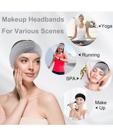 KEYRI 6 Pieces Spa Headband Wrist Washband Set Makeup Headbands for Women Facial Headband Soft Stretch Magic Sticker Skincare Headband for Face Washing Skincare Shower Sports Yoga(Black+Gray) - Buy Online on GoSupps.com