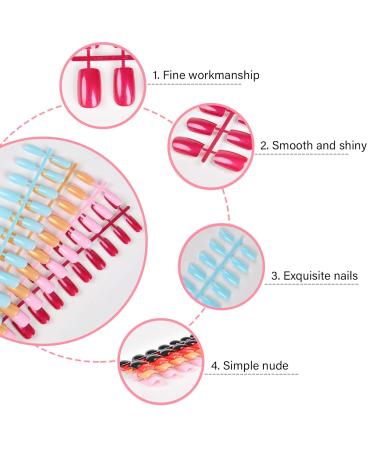 768 Pieces Medium Square Press on Nails - Ebanku 32 Colors Glossy Fake Nails | Full Cover Artificial Acrylic Nail Tip Kit for DIY Nail Art - Buy Online on GoSupps.com