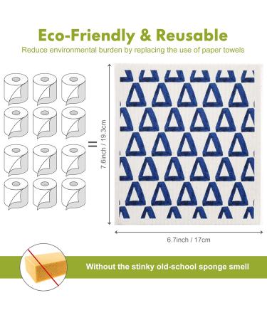 Set of 6 Kitchen Scandi Nordic Geometric Triangle Swedish Dishcloths Cleaning Cloths Strong Absorbent Quick Drying Dish Towels Reusable Cloths for Counter Wipes Art Deco (Scandi) - Buy Online on GoSupps.com