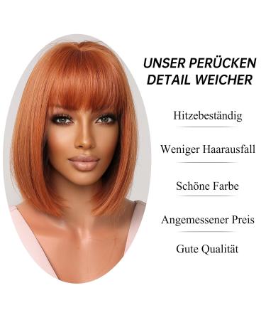 Testar 14 inch Orange Bob Wig for Women | Synthetic Heat-Resistant Ginger Wig for Cosplay & Daily Use - Buy Online on GoSupps.com