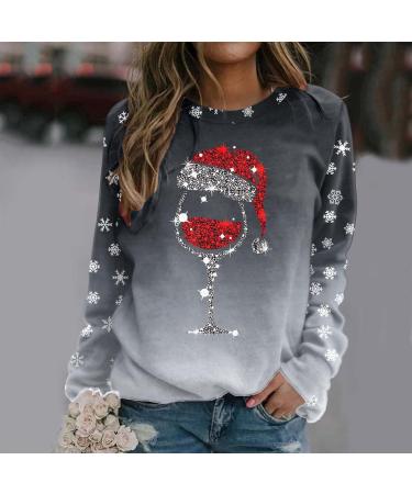Women's Christmas Snowman & Penguin Print Sweatshirt - Cozy Xmas Jumper - Grey XXL - Buy Online on GoSupps.com