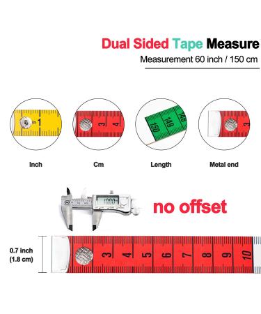 Soft Multicolor Tape Measure Set for Body Sewing and Craft - 60-inch/150-cm Dual Sided Measuring Tape with Snap Button Closure - Buy Online on GoSupps.com