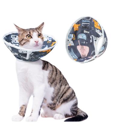 VKPETFR Cat Recovery Collar,Waterproof Adjustable Pet Cone E-Collar for After Surgery,Soft Dog Cat Cone Collar Easy for Cats to Eat and Drink Grey