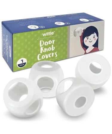 4-Pack Childproof Door Knob Covers - Easy to Install Child Safety Door Knob Cover with No Tools Needed - Reusable, White Baby Proof Door Knob Covers - Door Safety for Kids Made Easy by Wittle