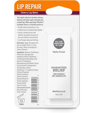 O'Keeffe's Lip Repair Cherry Lip Balm 2 Pack 4.2g - Buy Online on GoSupps.com