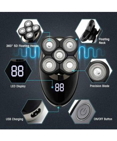 5-in-1 Rechargeable Head Shaver for Bald Men - Smart Electric Razor Beard & Nose Trimmer Facial Brush - Buy Online on GoSupps.com