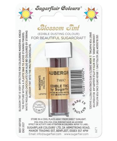 Sugarflair Aubergine Blossom Tint Food Colouring and Dusting Powder Matt Finish Brush On or Mix with Rejuvenator Spirit to Create a One of A Kind Cake - 7ml