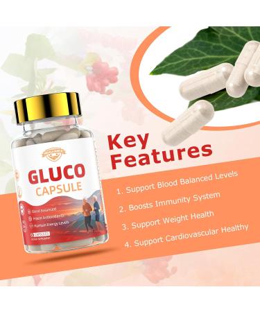 Gluco Blood Balance Capsule - Natural Healthy Glucoplus Supplement Gluco Revive Capsules for Support Metabolism Antioxidants and Maintain Energy with Berberine Bitter Melon Cinnamon (60 Capsules) - Buy Online on GoSupps.com