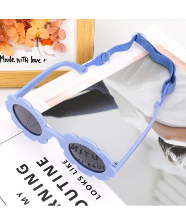 Hifot Baby Sunglasses with Strap - Cute Flower Polarized Sunglasses for Infant Girls | UV400 Protection | Ages 0-24 Months | Blue - Buy Online on GoSupps.com