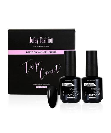 Jofay Fashion No Wipe Top Coat 15ml - Set of 2 Bottles | Long Lasting Glossy Finish | Soak off Gel Nail Polish for DIY Nail Art at Home and Salon Use - Buy Online on GoSupps.com