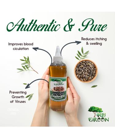 Tru Green Jamaican Black Castor Oil (8 Oz) - Pure Lightly Roasted Stimulates Hair Growth & Moisturizes Skin for All Hair Types - International Shipping Available - Buy Online on GoSupps.com