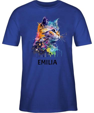 Personalized Men's T-Shirt - Custom Gift with Names | Cat Design | Shirtracer | Royal Blue 5XL - Buy Online on GoSupps.com