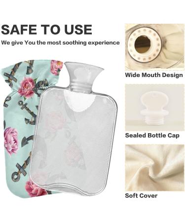 NAANLE Watercolor Rose Anchor Hot Water Bottle - 1L | Transparent for Bed Hand & Feet | Heat & Cold Therapy - Buy Online on GoSupps.com