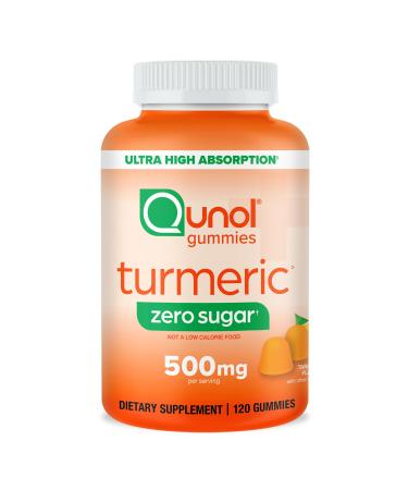 Qunol Zero Sugar Turmeric Gummies Gummy with 500mg Turmeric Curcumin Joint Support Supplement Ultra High Absorption Tumeric Curcumin Vegetarian Gluten Free 120 Count 120 Count (Pack of 1)