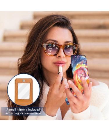Travel Lipstick Organizer Case - Portable Makeup Bag with Mirror | Abstract Watercolor Design | Shop Now - Buy Online on GoSupps.com